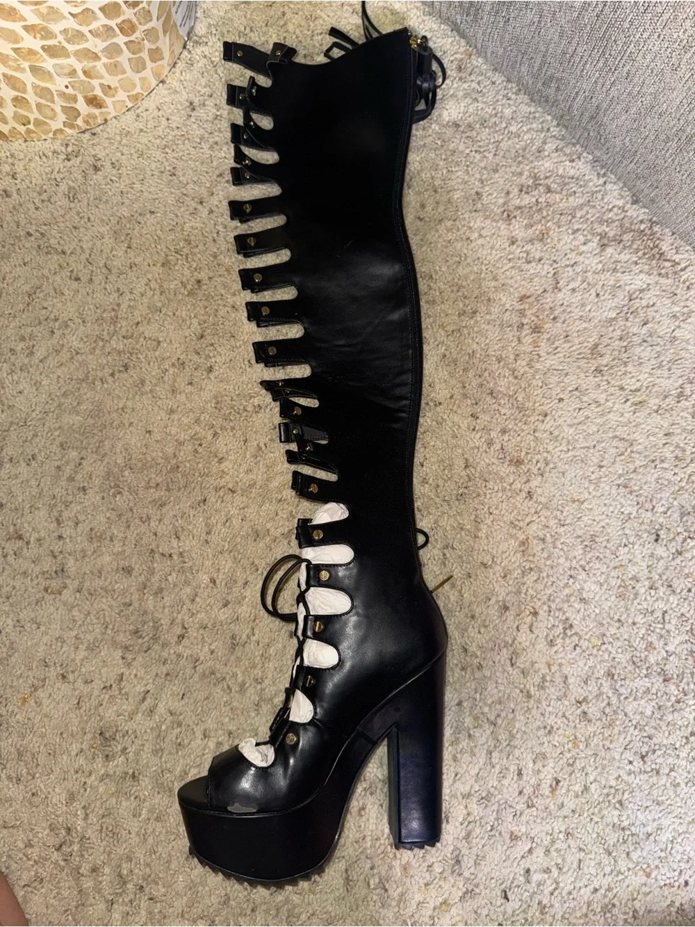 NWT Nelly Bernal “Anarchy” Thigh-High Platform Boots – Size 8